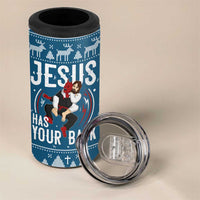Jesus Has Your Back Jiu Jitsu Christmas 4 in 1 Can Cooler Tumbler Funny Xmas Holiday Patterns - Wonder Print Shop