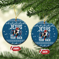 Jesus Has Your Back Jiu Jitsu Christmas Ceramic Ornament Funny Xmas Holiday Patterns - Wonder Print Shop