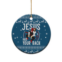 Jesus Has Your Back Jiu Jitsu Christmas Ceramic Ornament Funny Xmas Holiday Patterns - Wonder Print Shop