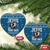 Jesus Has Your Back Jiu Jitsu Christmas Ceramic Ornament Funny Xmas Holiday Patterns - Wonder Print Shop