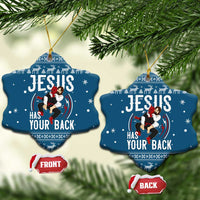 Jesus Has Your Back Jiu Jitsu Christmas Ceramic Ornament Funny Xmas Holiday Patterns - Wonder Print Shop
