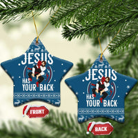 Jesus Has Your Back Jiu Jitsu Christmas Ceramic Ornament Funny Xmas Holiday Patterns - Wonder Print Shop