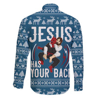 Jesus Has Your Back Jiu Jitsu Christmas Family Matching Long Sleeve Bodycon Dress and Hawaiian Shirt Funny Xmas Holiday Patterns - Wonder Print Shop