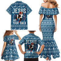 Jesus Has Your Back Jiu Jitsu Christmas Family Matching Mermaid Dress and Hawaiian Shirt Funny Xmas Holiday Patterns - Wonder Print Shop