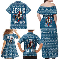 Jesus Has Your Back Jiu Jitsu Christmas Family Matching Off Shoulder Maxi Dress and Hawaiian Shirt Funny Xmas Holiday Patterns - Wonder Print Shop
