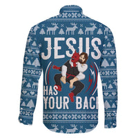 Jesus Has Your Back Jiu Jitsu Christmas Family Matching Short Sleeve Bodycon Dress and Hawaiian Shirt Funny Xmas Holiday Patterns - Wonder Print Shop