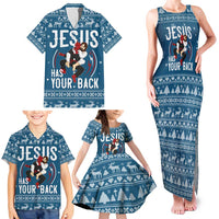 Jesus Has Your Back Jiu Jitsu Christmas Family Matching Tank Maxi Dress and Hawaiian Shirt Funny Xmas Holiday Patterns - Wonder Print Shop
