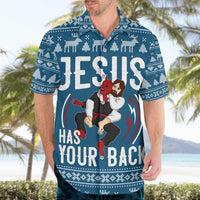 Jesus Has Your Back Jiu Jitsu Christmas Hawaiian Shirt Funny Xmas Holiday Patterns - Wonder Print Shop