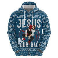 Jesus Has Your Back Jiu Jitsu Christmas Hoodie Funny Xmas Holiday Patterns - Wonder Print Shop
