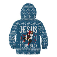 Jesus Has Your Back Jiu Jitsu Christmas Kid Hoodie Funny Xmas Holiday Patterns - Wonder Print Shop
