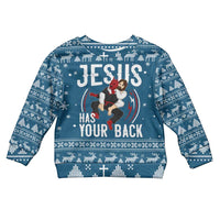 Jesus Has Your Back Jiu Jitsu Christmas Kid Ugly Christmas Sweater Funny Xmas Holiday Patterns - Wonder Print Shop