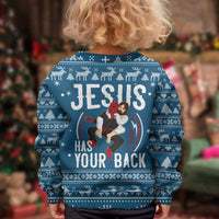 Jesus Has Your Back Jiu Jitsu Christmas Kid Ugly Christmas Sweater Funny Xmas Holiday Patterns - Wonder Print Shop