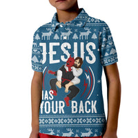 Jesus Has Your Back Jiu Jitsu Christmas Kid Polo Shirt Funny Xmas Holiday Patterns - Wonder Print Shop