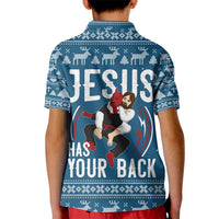 Jesus Has Your Back Jiu Jitsu Christmas Kid Polo Shirt Funny Xmas Holiday Patterns - Wonder Print Shop