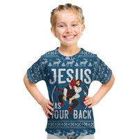 Jesus Has Your Back Jiu Jitsu Christmas Kid T Shirt Funny Xmas Holiday Patterns - Wonder Print Shop