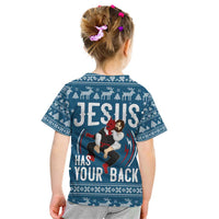 Jesus Has Your Back Jiu Jitsu Christmas Kid T Shirt Funny Xmas Holiday Patterns - Wonder Print Shop