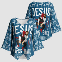 Jesus Has Your Back Jiu Jitsu Christmas Kimono Sleeve Blouse Funny Xmas Holiday Patterns - Wonder Print Shop