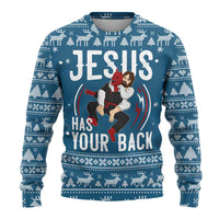 Jesus Has Your Back Jiu Jitsu Christmas Ugly Christmas Sweater Funny Xmas Holiday Patterns - Wonder Print Shop