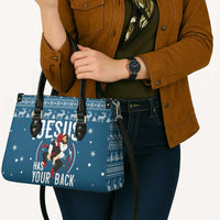 Jesus Has Your Back Jiu Jitsu Christmas Leather Bag Funny Xmas Holiday Patterns - Wonder Print Shop