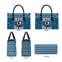 Jesus Has Your Back Jiu Jitsu Christmas Leather Bag Funny Xmas Holiday Patterns - Wonder Print Shop