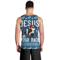 Jesus Has Your Back Jiu Jitsu Christmas Men Tank Top Funny Xmas Holiday Patterns - Wonder Print Shop