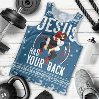 Jesus Has Your Back Jiu Jitsu Christmas Men Tank Top Funny Xmas Holiday Patterns - Wonder Print Shop
