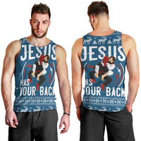 Jesus Has Your Back Jiu Jitsu Christmas Men Tank Top Funny Xmas Holiday Patterns - Wonder Print Shop