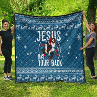 Jesus Has Your Back Jiu Jitsu Christmas Quilt Funny Xmas Holiday Patterns - Wonder Print Shop
