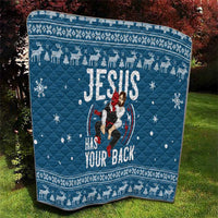 Jesus Has Your Back Jiu Jitsu Christmas Quilt Funny Xmas Holiday Patterns - Wonder Print Shop