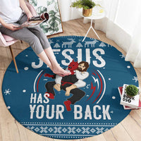 Jesus Has Your Back Jiu Jitsu Christmas Round Carpet Funny Xmas Holiday Patterns - Wonder Print Shop