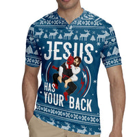 Jesus Has Your Back Jiu Jitsu Christmas Rugby Jersey Funny Xmas Holiday Patterns - Wonder Print Shop