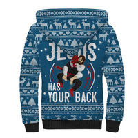 Jesus Has Your Back Jiu Jitsu Christmas Sherpa Hoodie Funny Xmas Holiday Patterns - Wonder Print Shop