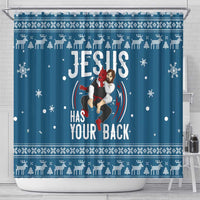 Jesus Has Your Back Jiu Jitsu Christmas Shower Curtain Funny Xmas Holiday Patterns - Wonder Print Shop
