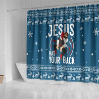 Jesus Has Your Back Jiu Jitsu Christmas Shower Curtain Funny Xmas Holiday Patterns - Wonder Print Shop