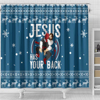 Jesus Has Your Back Jiu Jitsu Christmas Shower Curtain Funny Xmas Holiday Patterns - Wonder Print Shop