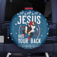 Jesus Has Your Back Jiu Jitsu Christmas Spare Tire Cover Funny Xmas Holiday Patterns - Wonder Print Shop