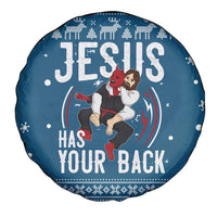 Jesus Has Your Back Jiu Jitsu Christmas Spare Tire Cover Funny Xmas Holiday Patterns - Wonder Print Shop