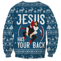 Jesus Has Your Back Jiu Jitsu Christmas Sweatshirt Funny Xmas Holiday Patterns - Wonder Print Shop