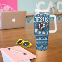 Jesus Has Your Back Jiu Jitsu Christmas Tumbler With Handle Funny Xmas Holiday Patterns - Wonder Print Shop