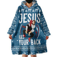 Jesus Has Your Back Jiu Jitsu Christmas Wearable Blanket Hoodie Funny Xmas Holiday Patterns - Wonder Print Shop