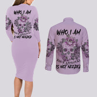 I Am Who I Am Skull Couples Matching Long Sleeve Bodycon Dress and Long Sleeve Button Shirt - Wonder Print Shop