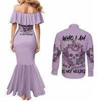 i-am-who-i-am-skull-couples-matching-mermaid-dress-and-long-sleeve-button-shirt
