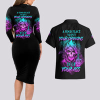 A Good Place To Put Your Opinions Couples Matching Long Sleeve Bodycon Dress and Hawaiian Shirt - Wonder Print Shop