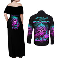 A Good Place To Put Your Opinions Couples Matching Off Shoulder Maxi Dress and Long Sleeve Button Shirt - Wonder Print Shop