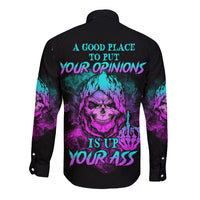 A Good Place To Put Your Opinions Long Sleeve Button Shirt - Wonder Print Shop