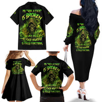 My Give A F Is Broken Reaper Family Matching Off Shoulder Long Sleeve Dress and Hawaiian Shirt - Wonder Print Shop