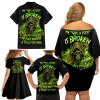 My Give A F Is Broken Reaper Family Matching Off Shoulder Short Dress and Hawaiian Shirt - Wonder Print Shop