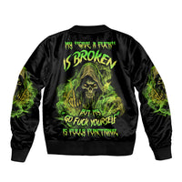 My Give A F Is Broken Reaper Sleeve Zip Bomber Jacket - Wonder Print Shop