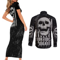 IDGAF Flag Skull Couples Matching Short Sleeve Bodycon Dress and Long Sleeve Button Shirt - Wonder Print Shop