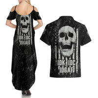 IDGAF Flag Skull Couples Matching Summer Maxi Dress and Hawaiian Shirt - Wonder Print Shop